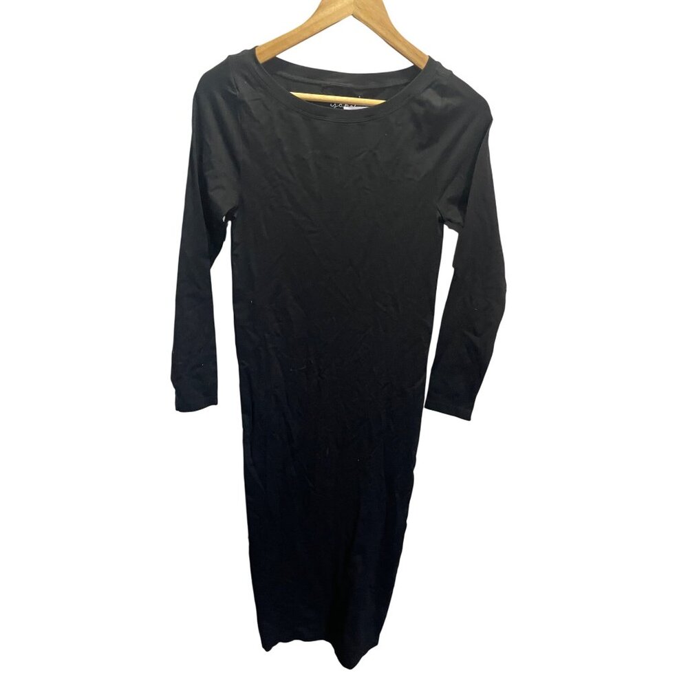 Ingrid & Isabel Black Bodycon Maternity Dress 3/4 Sleeve Comfortable Stretch Fab